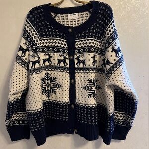 Old navy fair isle sweater Christmas sweater apres ski cardigan